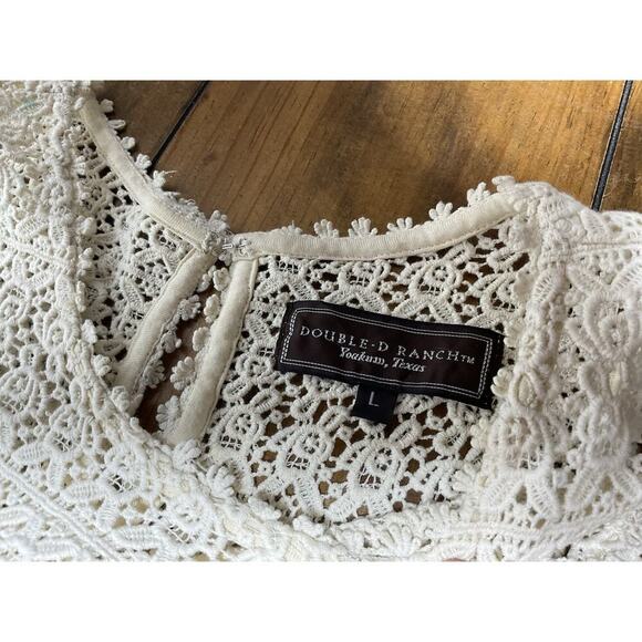 Double D Ranch Womens Shift Dress Large Teal Ombré Crochet Trim Boho Large - Picture 2 of 15